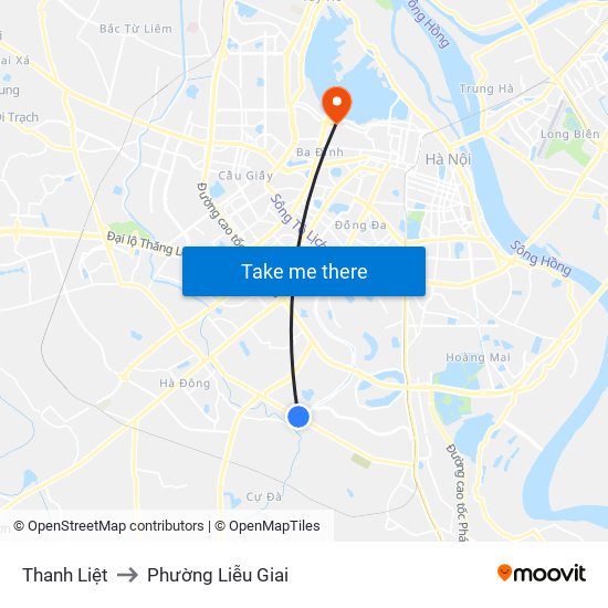 Thanh Liệt to Phường Liễu Giai map
