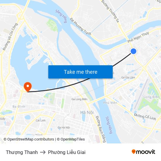 Thượng Thanh to Phường Liễu Giai map