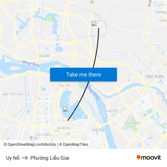 Uy Nỗ to Phường Liễu Giai map