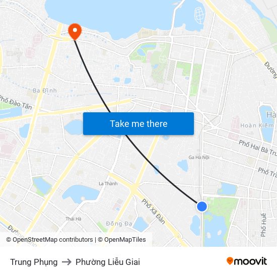 Trung Phụng to Phường Liễu Giai map