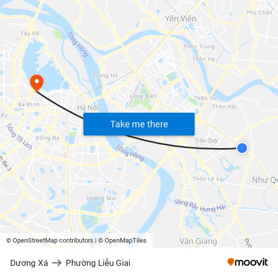 Dương Xá to Phường Liễu Giai map