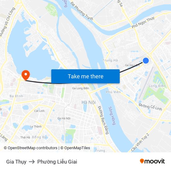 Gia Thụy to Phường Liễu Giai map