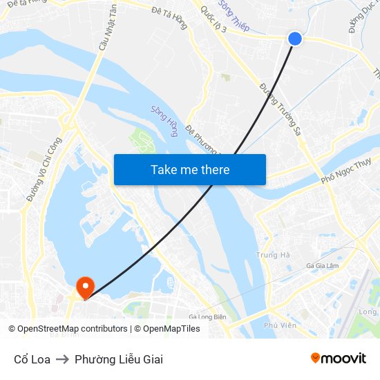 Cổ Loa to Phường Liễu Giai map