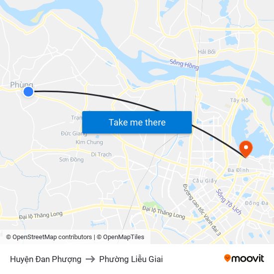 Huyện Đan Phượng to Phường Liễu Giai map