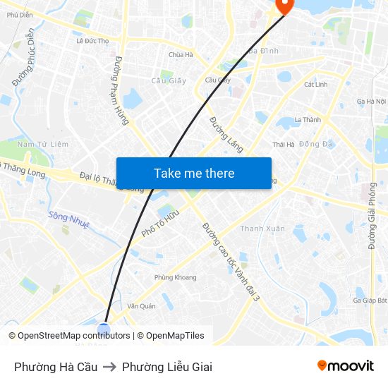 Phường Hà Cầu to Phường Liễu Giai map