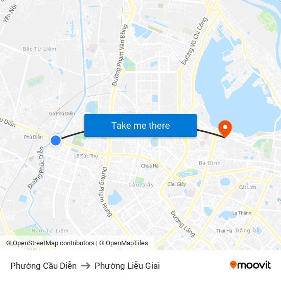 Phường Cầu Diễn to Phường Liễu Giai map