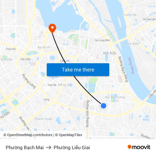 Phường Bạch Mai to Phường Liễu Giai map