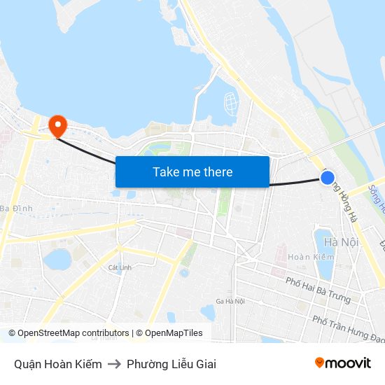 Quận Hoàn Kiếm to Phường Liễu Giai map