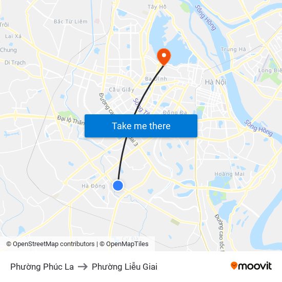 Phường Phúc La to Phường Liễu Giai map