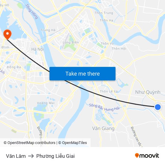 Văn Lâm to Phường Liễu Giai map