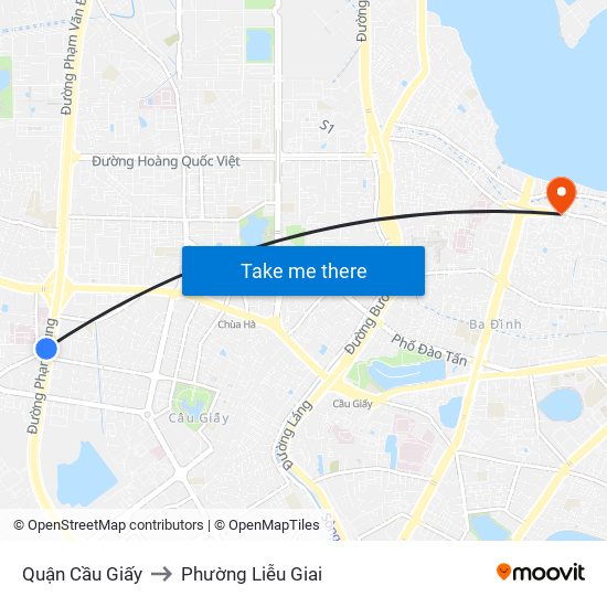 Quận Cầu Giấy to Phường Liễu Giai map