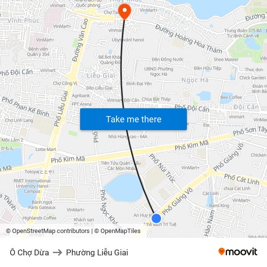 Ô Chợ Dừa to Phường Liễu Giai map