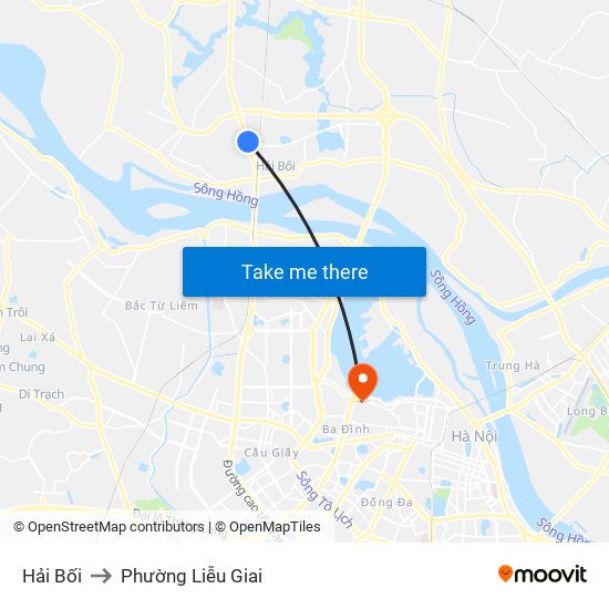 Hải Bối to Phường Liễu Giai map