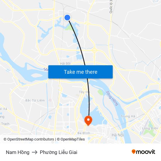 Nam Hồng to Phường Liễu Giai map