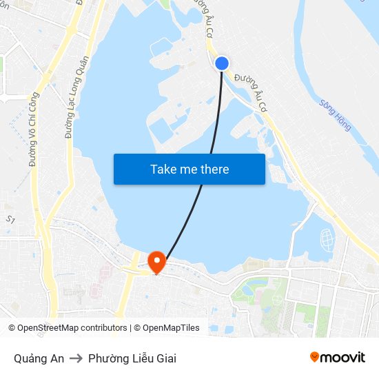 Quảng An to Phường Liễu Giai map