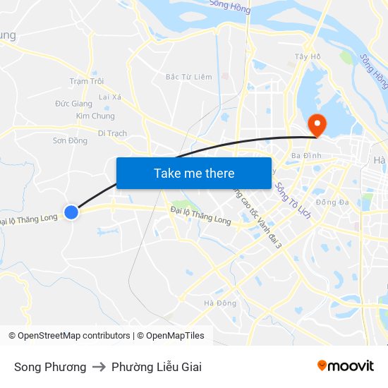 Song Phương to Phường Liễu Giai map