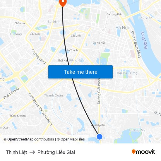 Thịnh Liệt to Phường Liễu Giai map