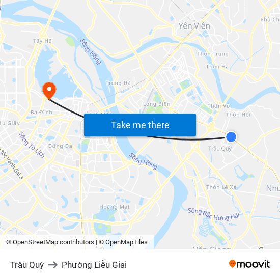 Trâu Quỳ to Phường Liễu Giai map