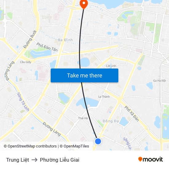 Trung Liệt to Phường Liễu Giai map