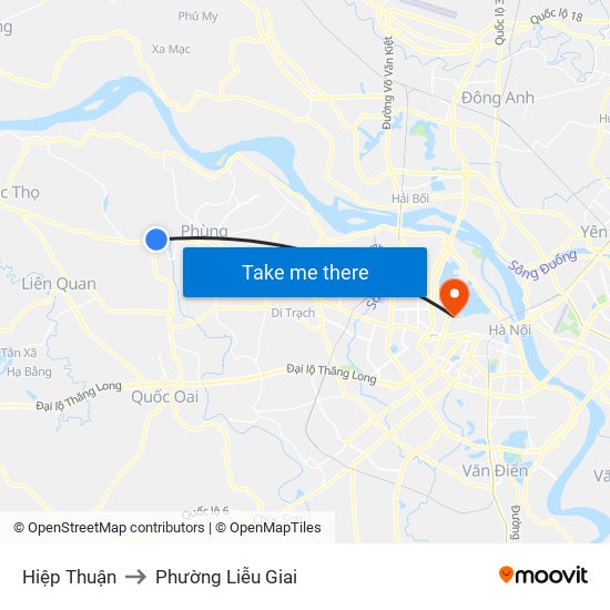 Hiệp Thuận to Phường Liễu Giai map