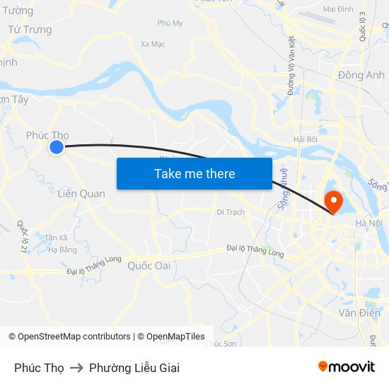 Phúc Thọ to Phường Liễu Giai map