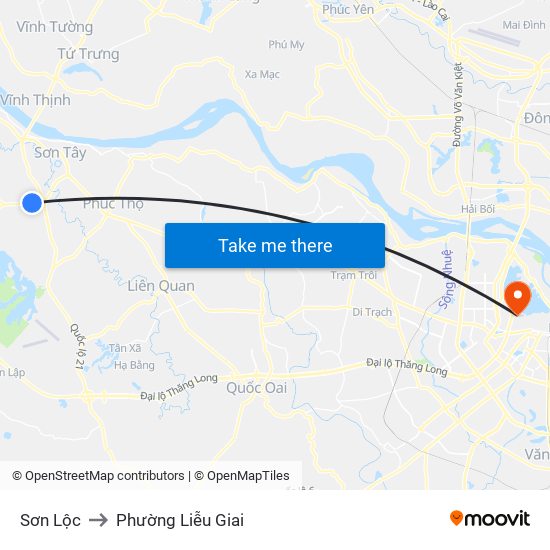 Sơn Lộc to Phường Liễu Giai map