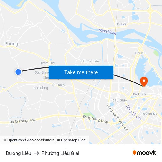 Dương Liễu to Phường Liễu Giai map