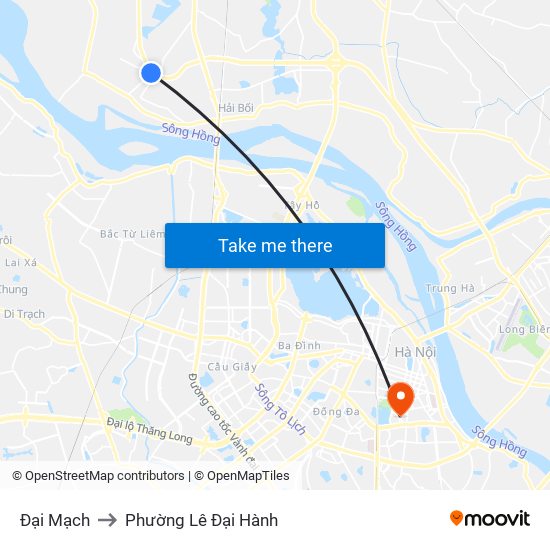 Đại Mạch to Phường Lê Đại Hành map