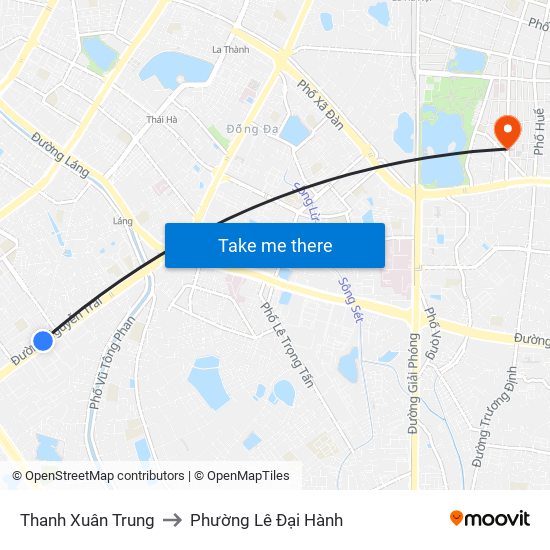 Thanh Xuân Trung to Phường Lê Đại Hành map