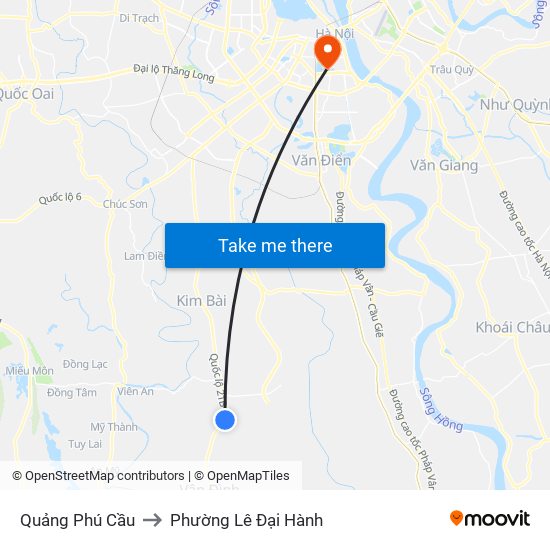 Quảng Phú Cầu to Phường Lê Đại Hành map