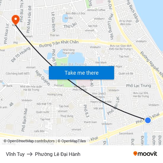 Vĩnh Tuy to Phường Lê Đại Hành map