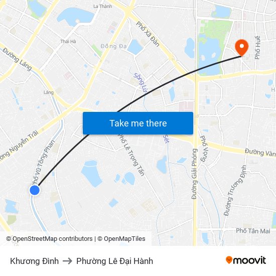 Khương Đình to Phường Lê Đại Hành map