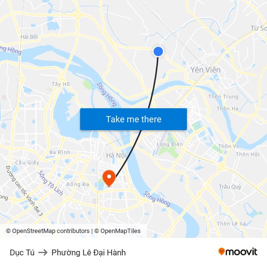 Dục Tú to Phường Lê Đại Hành map