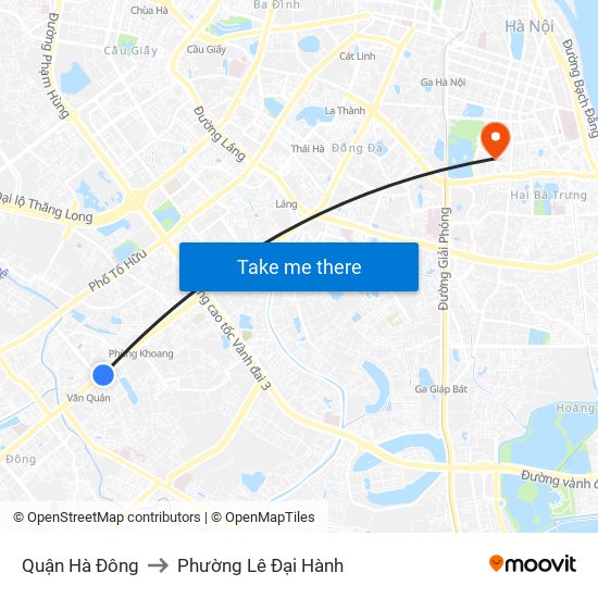 Quận Hà Đông to Phường Lê Đại Hành map