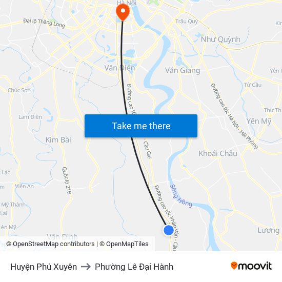 Huyện Phú Xuyên to Phường Lê Đại Hành map