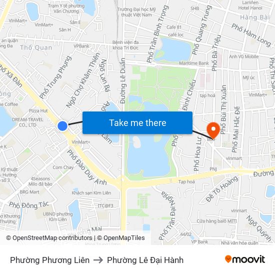 Phường Phương Liên to Phường Lê Đại Hành map