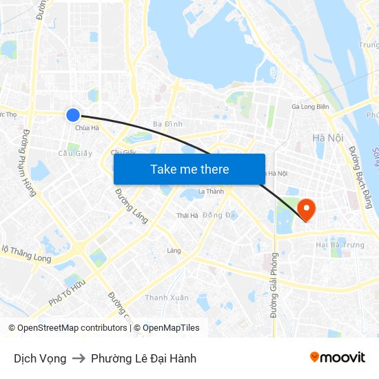 Dịch Vọng to Phường Lê Đại Hành map