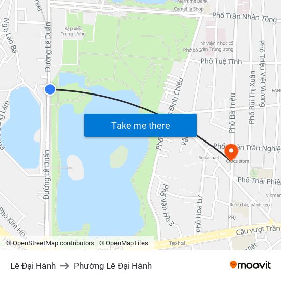 Lê Đại Hành to Phường Lê Đại Hành map