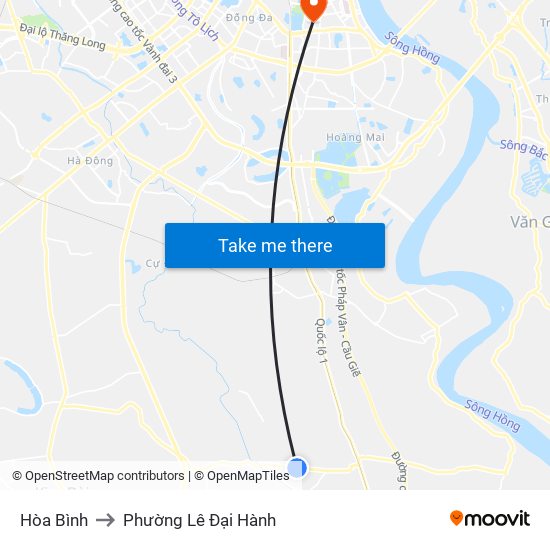 Hòa Bình to Phường Lê Đại Hành map