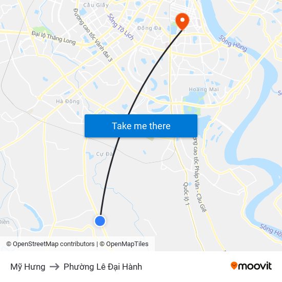 Mỹ Hưng to Phường Lê Đại Hành map