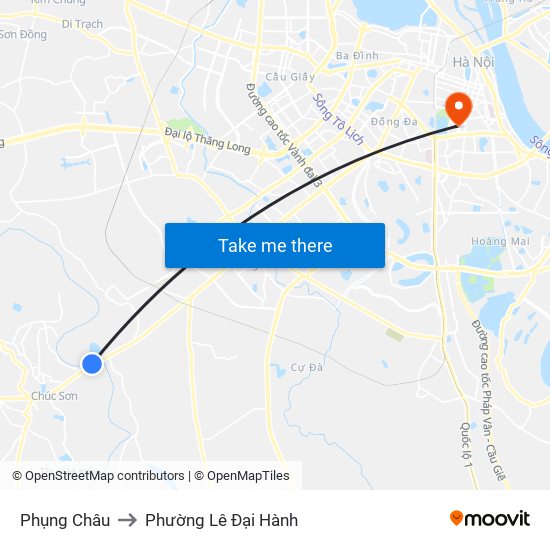 Phụng Châu to Phường Lê Đại Hành map