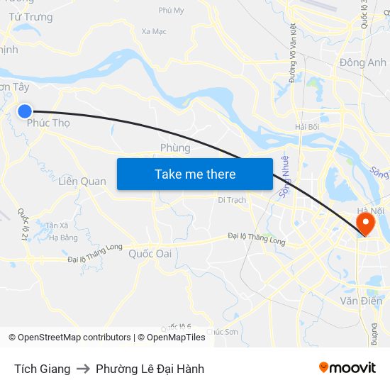 Tích Giang to Phường Lê Đại Hành map