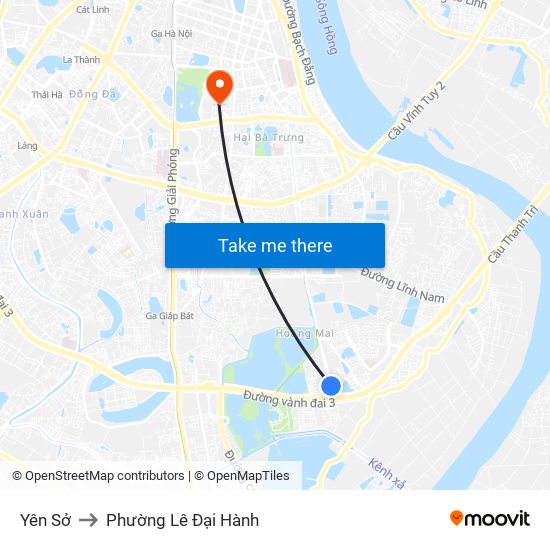 Yên Sở to Phường Lê Đại Hành map