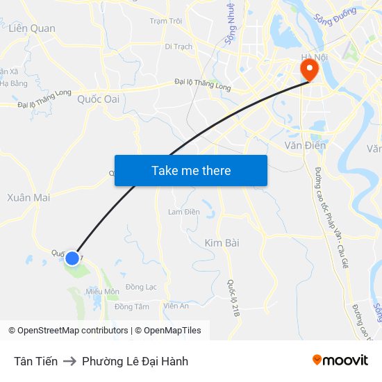 Tân Tiến to Phường Lê Đại Hành map