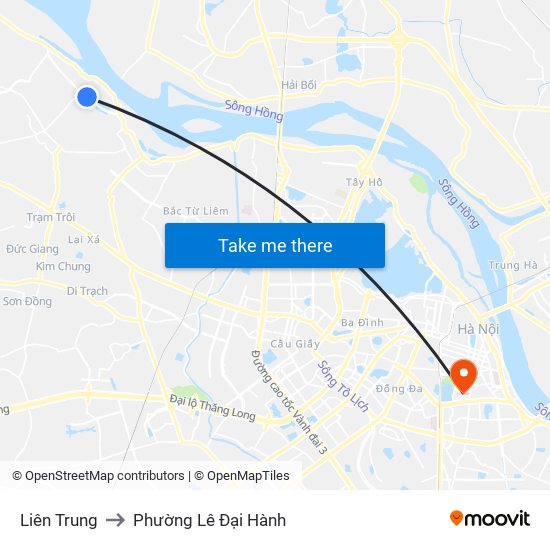 Liên Trung to Phường Lê Đại Hành map