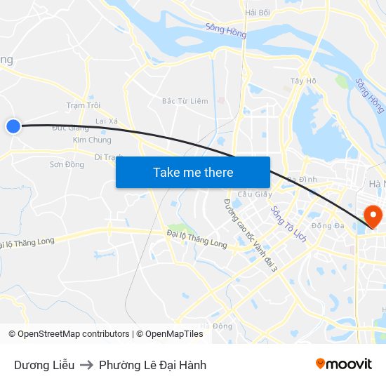 Dương Liễu to Phường Lê Đại Hành map