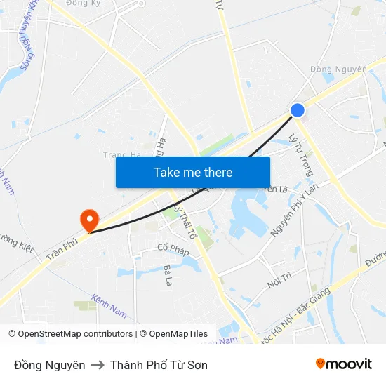 Đồng Nguyên to Thành Phố Từ Sơn map
