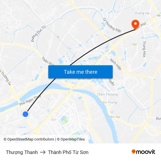 Thượng Thanh to Thành Phố Từ Sơn map