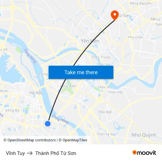 Vĩnh Tuy to Thành Phố Từ Sơn map