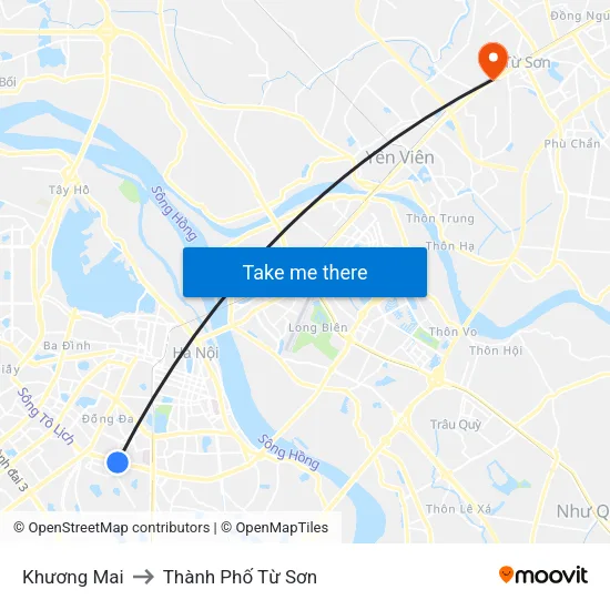 Khương Mai to Thành Phố Từ Sơn map